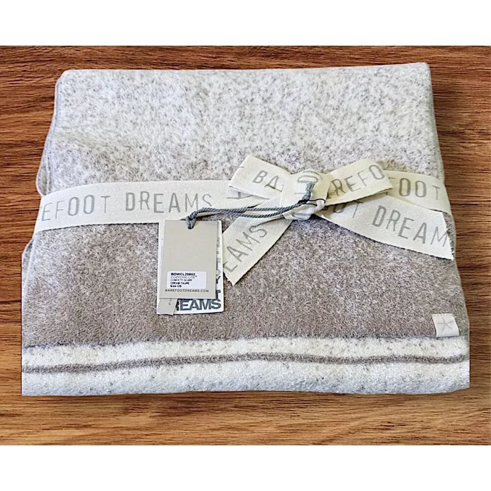 Barefoot Dreams Cozy Lite Confetti Scarf Cream Taupe Nwt O/S
